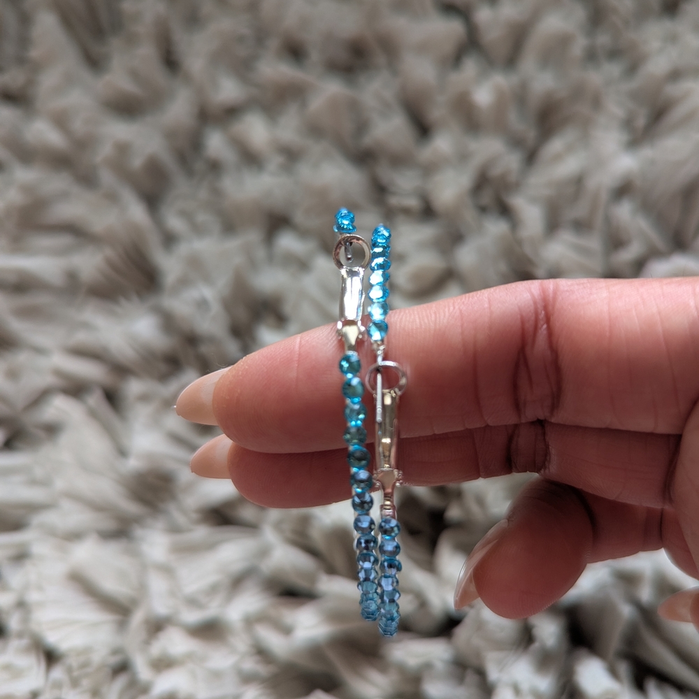 New! Glass Rhinestone Large Light Weight Dance Hoop Earrings